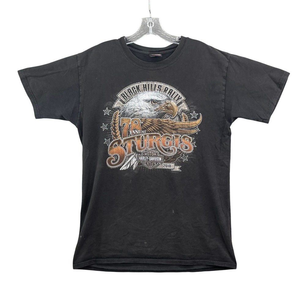 Harley Davidson T Shirt Mens Medium Black 2018 Sturgis 78th Rally Mount Rushmore